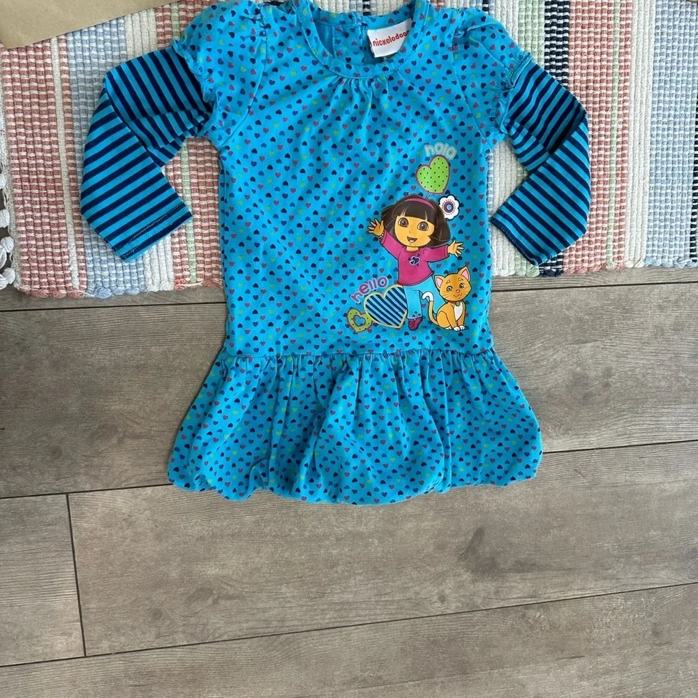 Y2K Vintage Dora the Explorer Baby Toddler Girl Long Sleeve Dress Tunic 18 Month